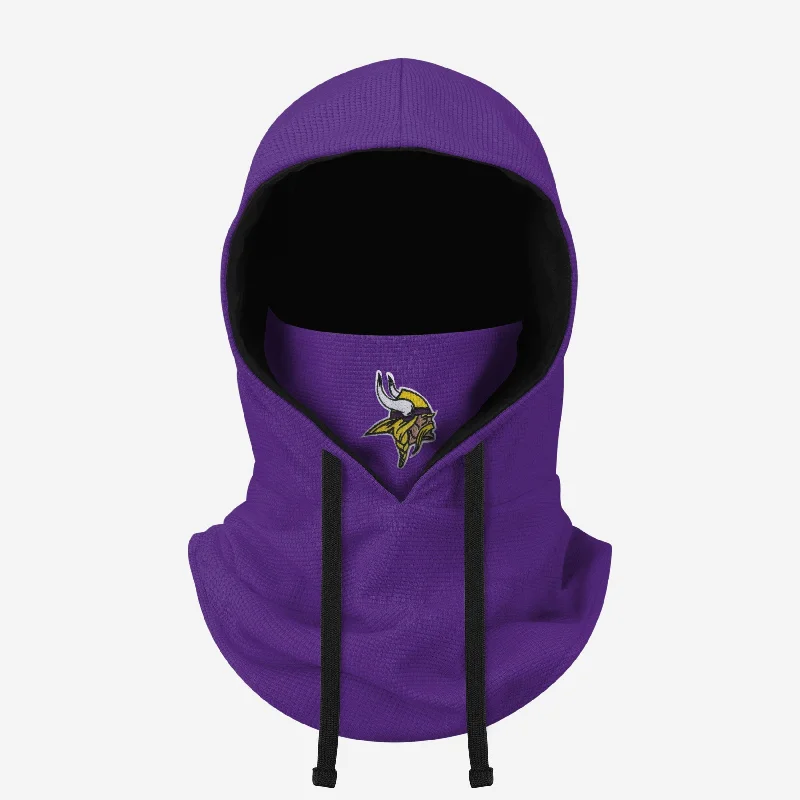 Minnesota Vikings Waffle Drawstring Hooded Gaiter Hoodie with Hem Applique Textured Unique Minnesota Vikings Waffle Drawstring Hooded Gaiter Hoodie with Hem Applique Textured Unique