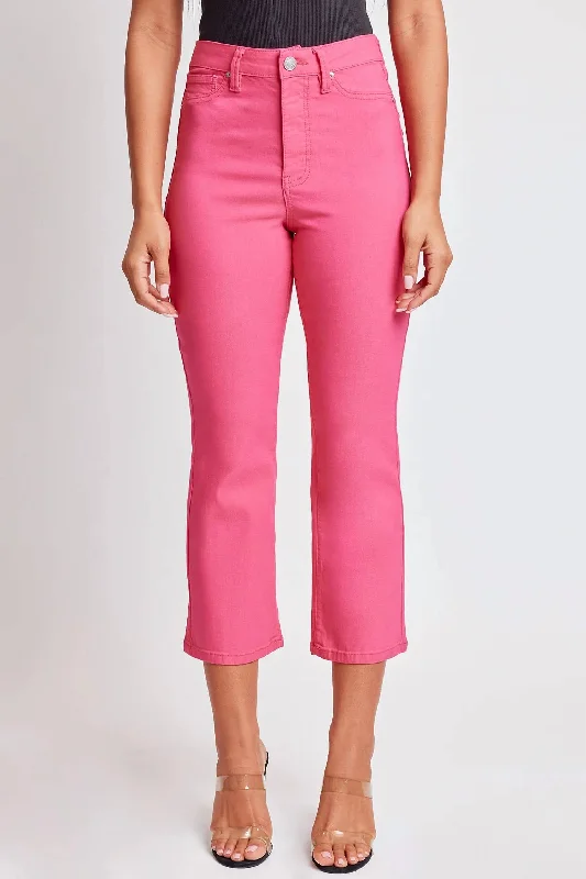 Missy High-Rise Hyperstretch Wide Leg Jeans In Fiery Coral Pink Stylish High-Rise Mom Jeans