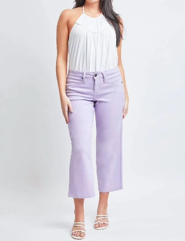 Missy High-Rise Hyperstretch Wide Leg Jeans In Lavender Fashionable Raw Edge Jeans