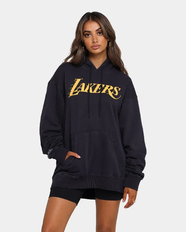 Mitchell & Ness Los Angeles Lakers Logo Vintage Hoodie Faded Black Hoodie with Half-Zip Sporty Casual