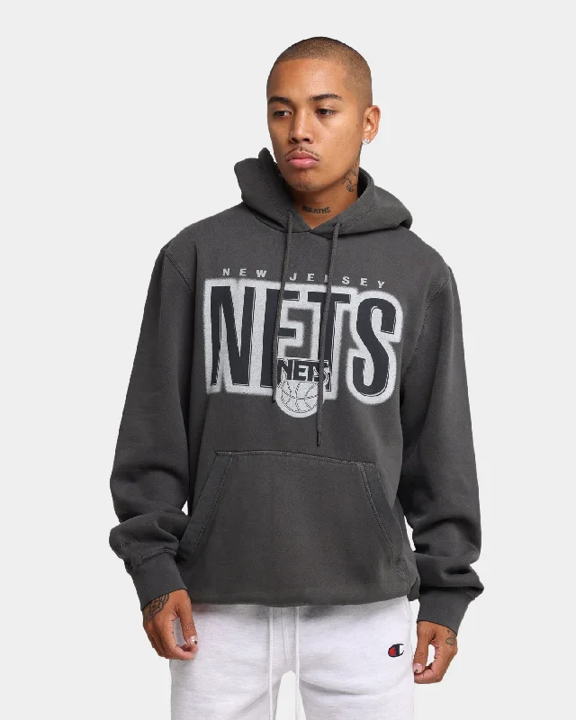 Mitchell & Ness New Jersey Nets Retro Blur Hoodie Faded Black Hoodie with Full-Zip Functional Layering Mitchell & Ness New Jersey Nets Retro Blur Hoodie Faded Black Hoodie with Full-Zip Functional Layering