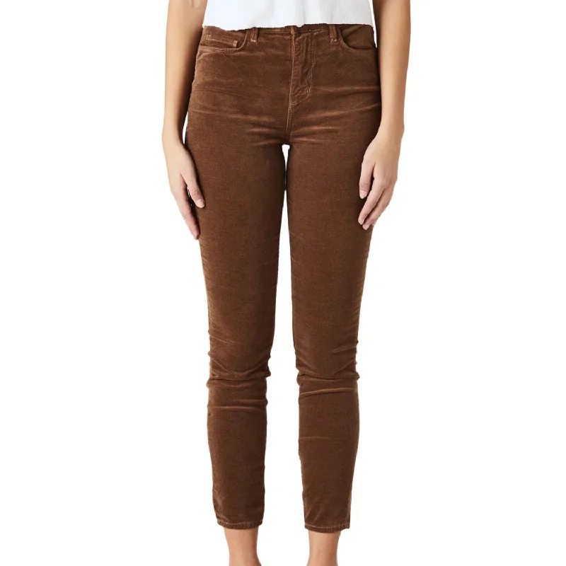 Monique Velvet Jean In Truffle Fashionable Button-Front Jeans