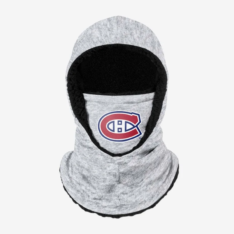 Montreal Canadiens Heather Grey Big Logo Hooded Gaiter Hoodie with Fur Luxurious Winter