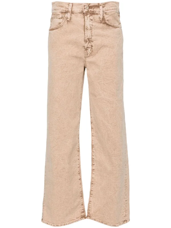 Mother Jeans Beige Fashionable Straight Cut Jeans