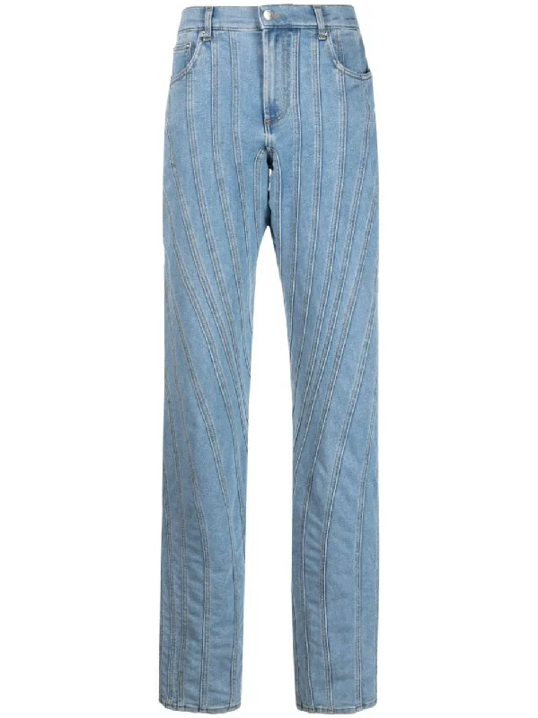 Mugler Jeans Clear Blue Casual Wide-Legged Denim Jeans