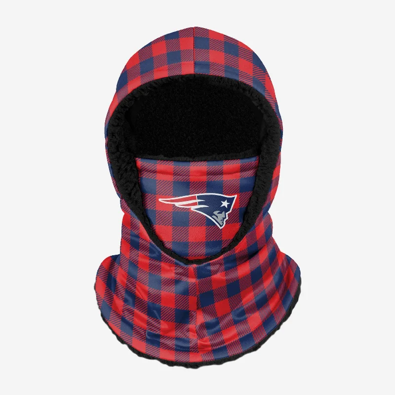 New England Patriots Plaid Hooded Gaiter Hoodie with Pattern Geometric Abstract