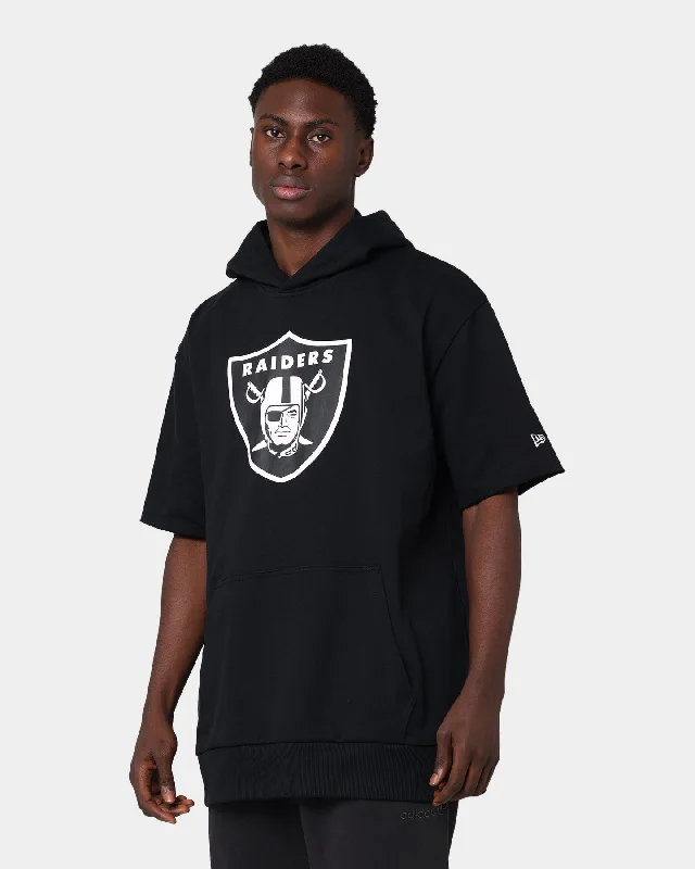 New Era Las Vegas Raiders Oversized Short Sleeve Hoodie Black Hoodie with Hood Adjustable Protection