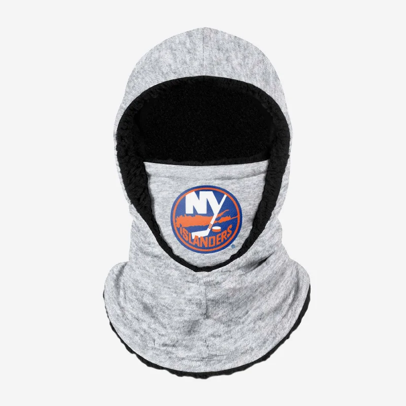 New York Islanders Heather Grey Big Logo Hooded Gaiter Hoodie with Lace Feminine Delicate New York Islanders Heather Grey Big Logo Hooded Gaiter Hoodie with Lace Feminine Delicate