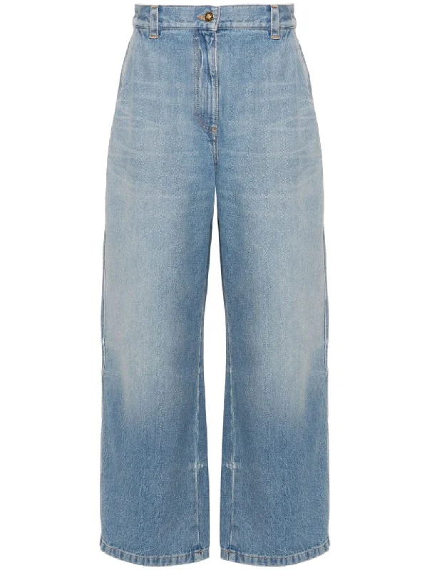 Palm Angels Jeans Clear Blue Chic Rolled Cuff Denim Jeans