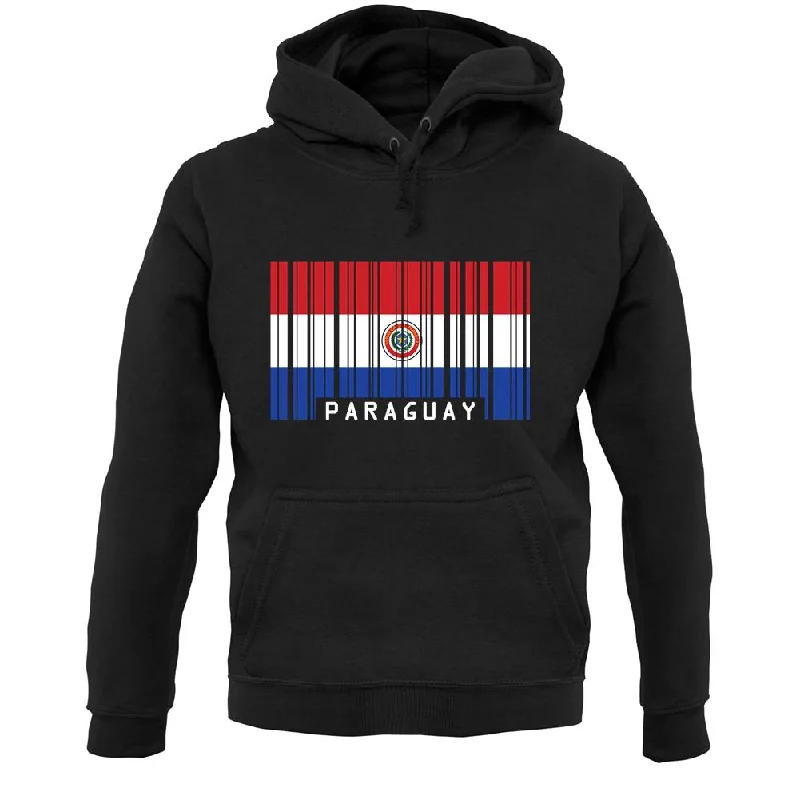 Paraguay Barcode Style Flag Unisex Hoodie Hoodie with Slit Hem Functional Movement