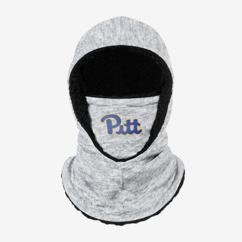 Pittsburgh Panthers Heather Grey Big Logo Hooded Gaiter Hoodie with Metallic Shiny Futuristic