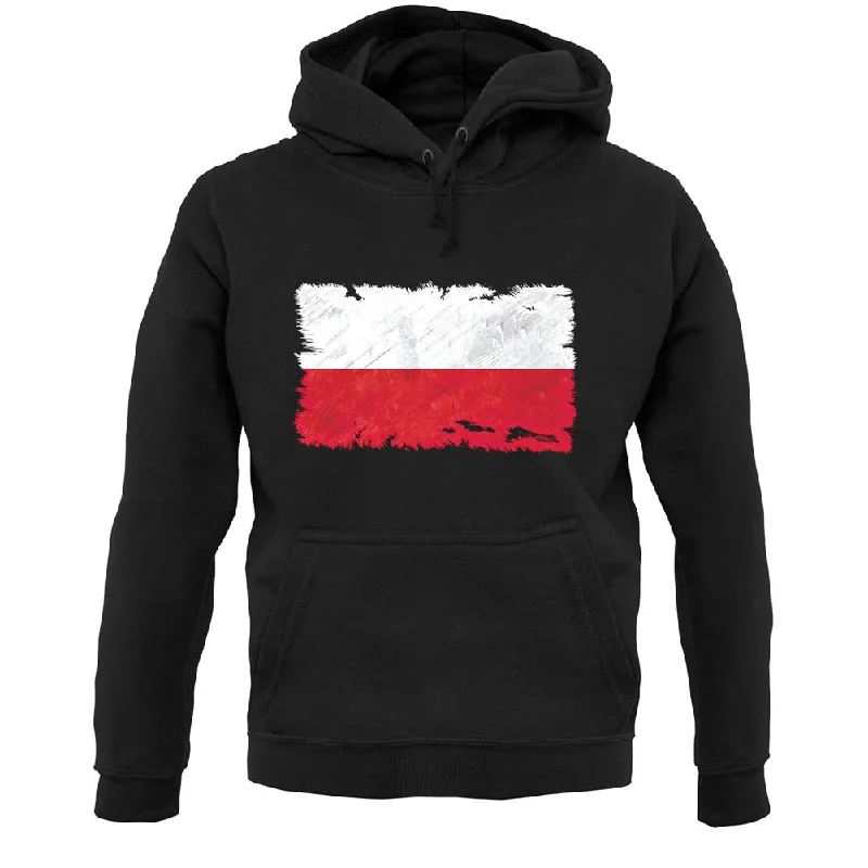 Poland Grunge Style Flag Unisex Hoodie Hoodie with Back Slit Movement Comfort