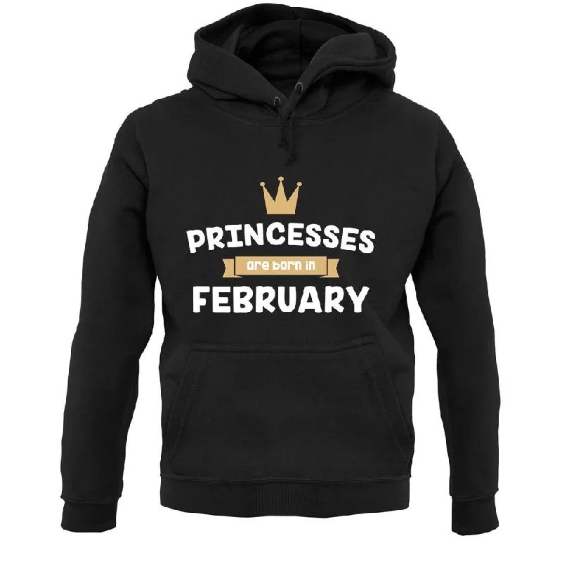 Princesses Are Born In February Unisex Hoodie Hoodie with Side Slits Relaxed Casual