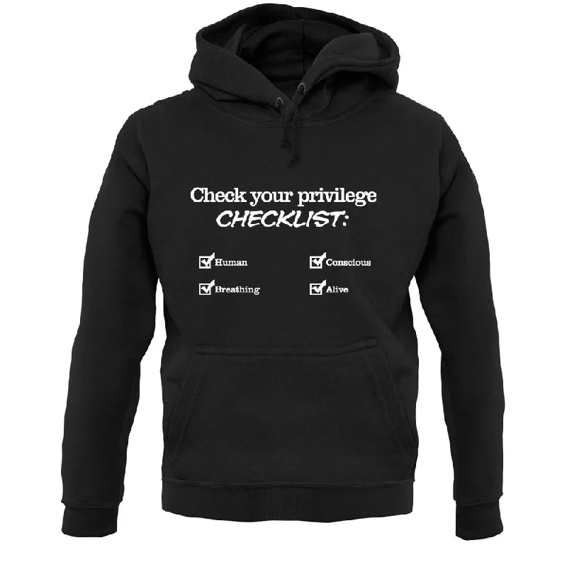 Privilege Checklist Unisex Hoodie Hoodie with Batwing Sleeves Loose Dramatic
