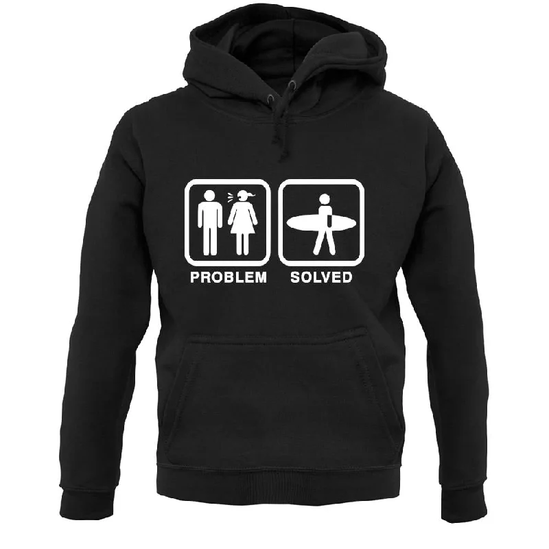 Problem Solved Surf Unisex Hoodie Hoodie with Typography Text Message