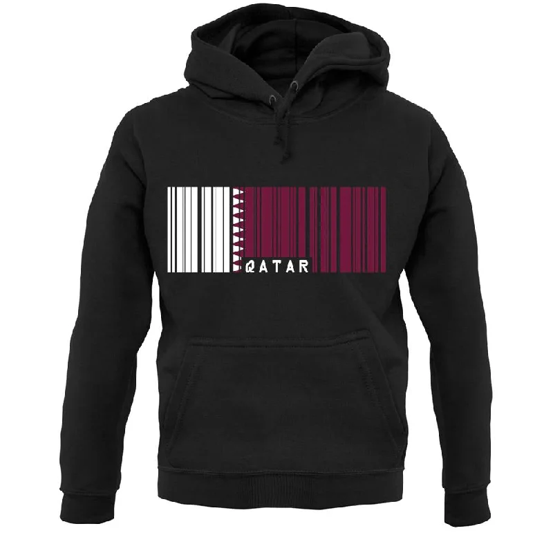 Qatar Barcode Style Flag Unisex Hoodie Hoodie with High-Low Hem Asymmetrical Trendy