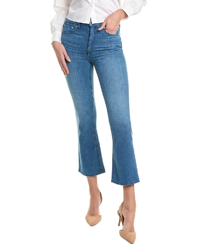 rag & bone Nina Poppy High-Rise Ankle Flare Jean Fashionable Raw Hemmed Jeans