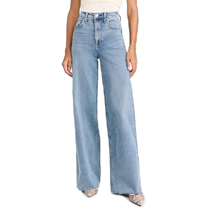 rag & bone Women's Flexi Sofie High Rise Full Length Wide Jeans, Whitney Trendy Vintage Denim Jeans