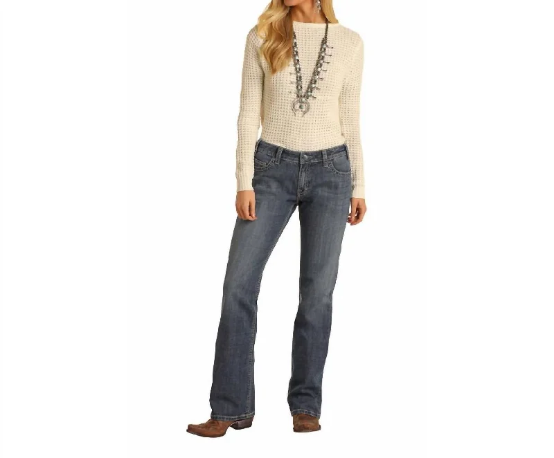 Relaxed Straight Leg Boyfriend Jeans In Medium Wash Comfortable Ankle Jeans