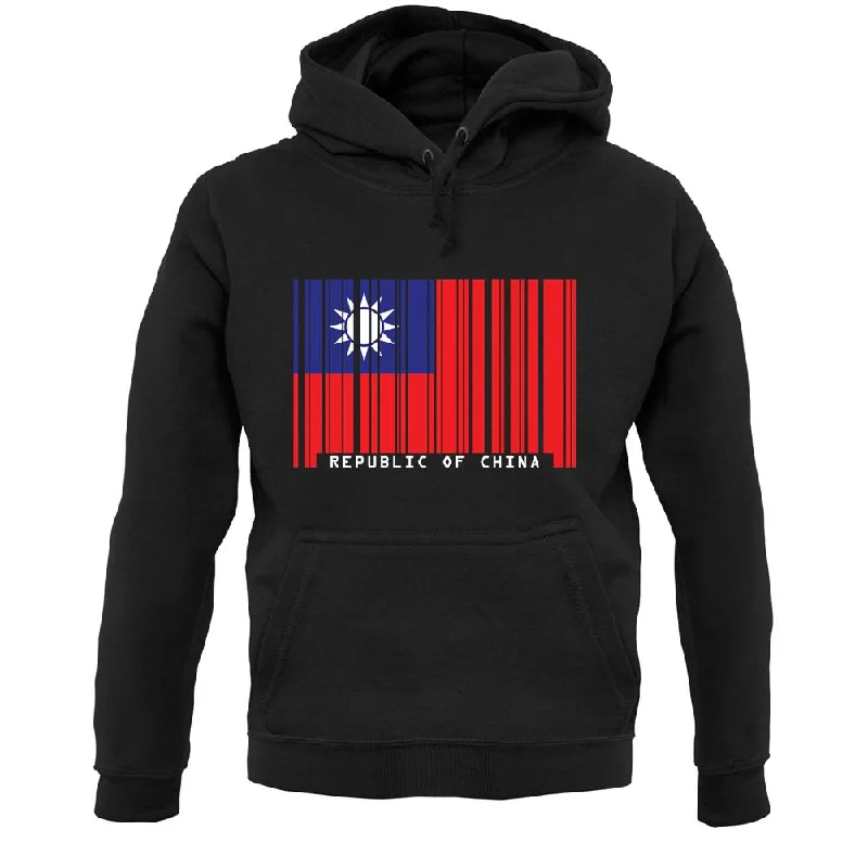 Republic Of China Barcode Style Flag Unisex Hoodie Hoodie with Batwing Sleeves Loose Dramatic