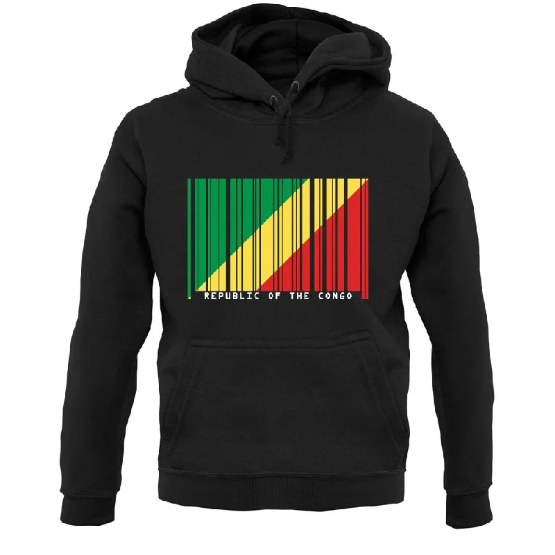 Republic Of The Congo Barcode Style Flag Unisex Hoodie Hoodie with Puffed Sleeves Voluminous Trendy