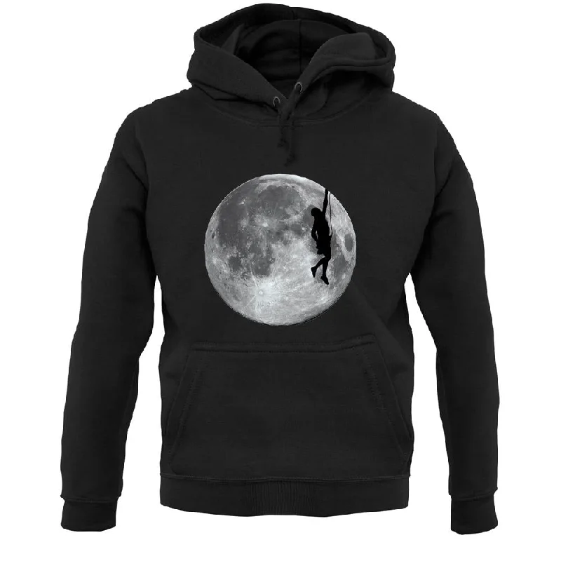 Rock Climbing Moon Unisex Hoodie Hoodie with Contrast Stitching Detailed Premium