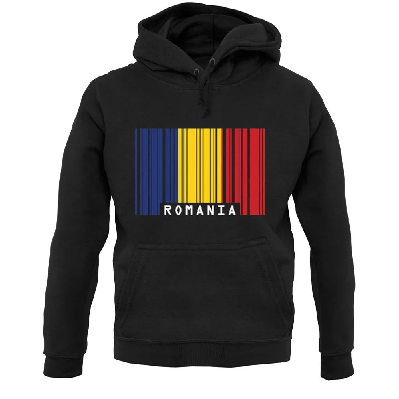 Romania Barcode Style Flag Unisex Hoodie Hoodie with Applique Textured Unique