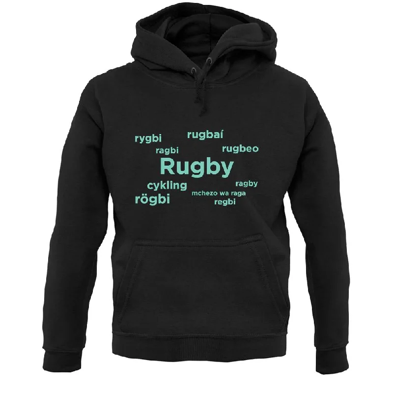 Rugby Languages Unisex Hoodie Hoodie with Monochrome Minimalist Simple