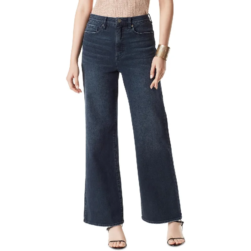 Sam Edelman Womens High Rise Dark Wash Wide Leg Jeans Casual Straight-Leg Jeans