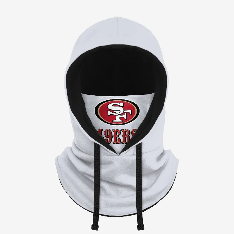 San Francisco 49ers White Drawstring Hooded Gaiter Hoodie with Hem Elastic Stretchable Comfortable San Francisco 49ers White Drawstring Hooded Gaiter Hoodie with Hem Elastic Stretchable Comfortable