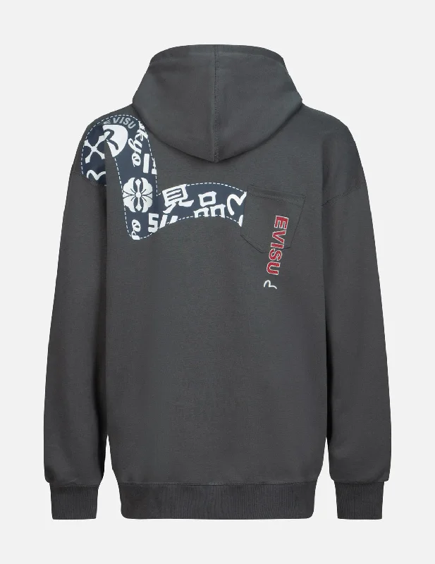 Seagull Print and Logo Embroidery Loose Fit Hoodie Hoodie with Thumb Holes Functional Cozy Seagull Print and Logo Embroidery Loose Fit Hoodie Hoodie with Thumb Holes Functional Cozy