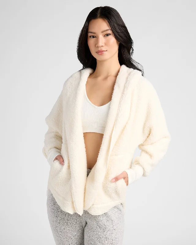 Sherpa Hoodie Cardigan Hoodie with Bell Sleeves Flared Feminine