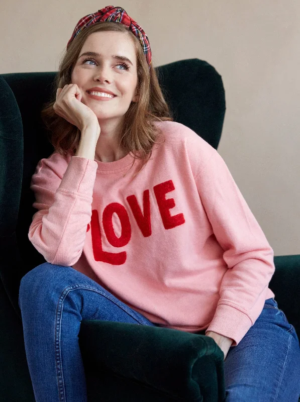 Love Sweatshirt | Pink Hoodie with Bell Sleeves Flared Feminine