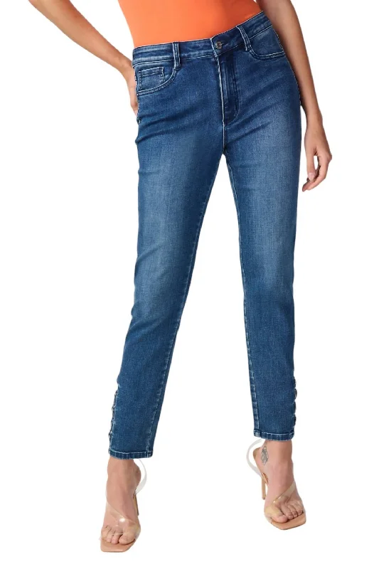 Slim Ankle-Length Jean In Denim Medium Blue Trendy Plus Size Jeans