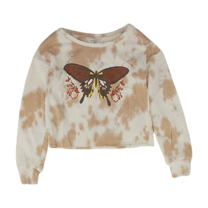 Tan Tie Dye Sweatshirt Hoodie with Hood Adjustable Protection