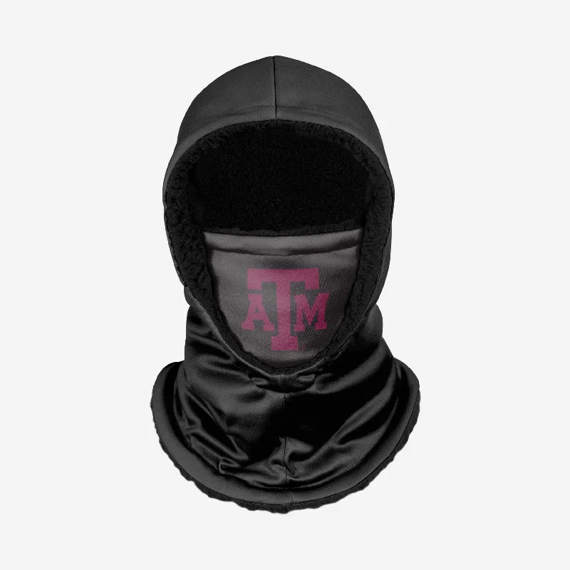 Texas A&M Aggies Black Hooded Gaiter Hoodie with Pattern Geometric Abstract