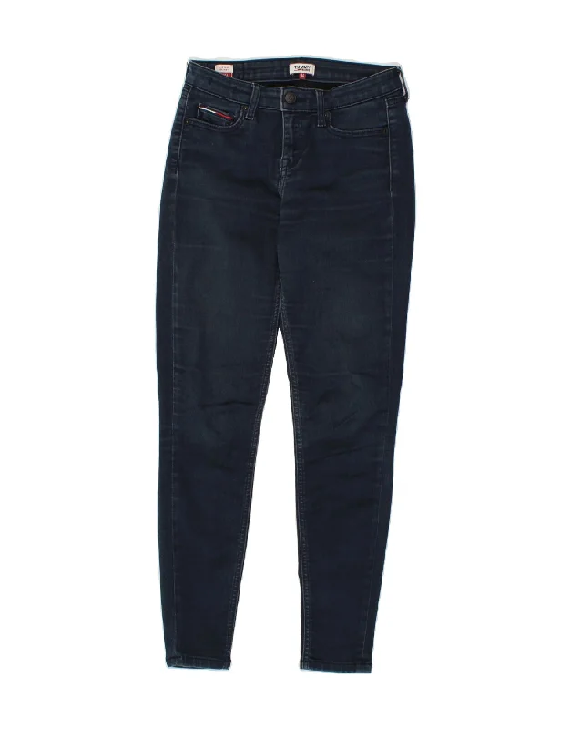 TOMMY HILFIGER Womens Nora Mid Rise Skinny Jeans W27 L30 Navy Blue Cotton Chic Double Waistband Jeans TOMMY HILFIGER Womens Nora Mid Rise Skinny Jeans W27 L30 Navy Blue Cotton Chic Double Waistband Jeans