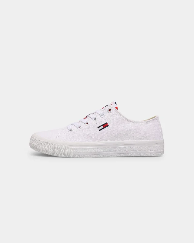 Tommy Jeans Women's Low Cut Vulcanised White Trendy Patchwork Denim Jeans
