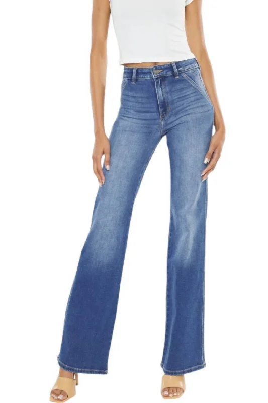 Trina Denim Trouser Jeans In Light Wash Chic Rip-Detail High-Waist Jeans