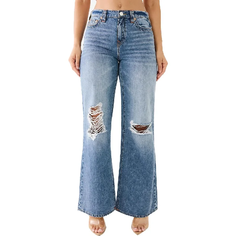 True Religion Womens Leila High Rise Destroyed Wide Leg Jeans Trendy Pleated Waist Jeans True Religion Womens Leila High Rise Destroyed Wide Leg Jeans Trendy Pleated Waist Jeans