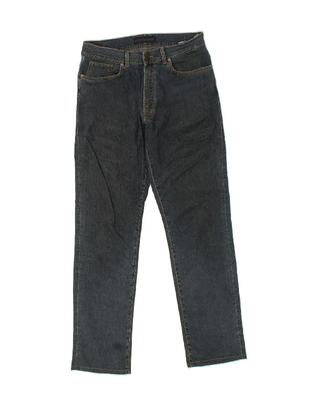 TRUSSARDI Womens Straight Jeans W32 L32 Navy Blue Cotton Trendy Layered Pocket Jeans TRUSSARDI Womens Straight Jeans W32 L32 Navy Blue Cotton Trendy Layered Pocket Jeans