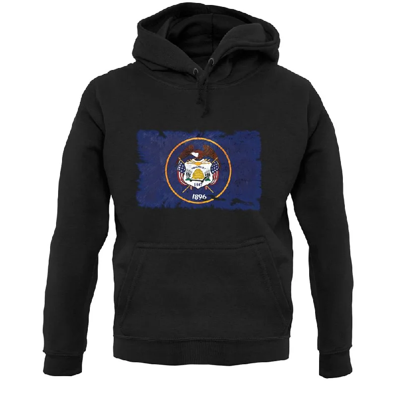 Utah Grunge Style Flag Unisex Hoodie Hoodie with Set-In Sleeves Structured Classic