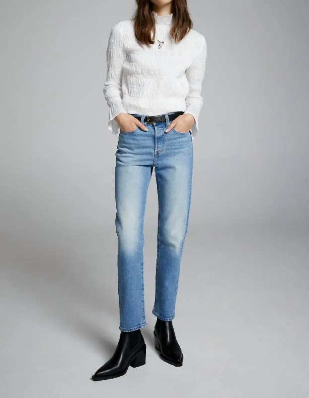 Wedgie Straight Jean In Calling All Blues Chic Ripped Jeans