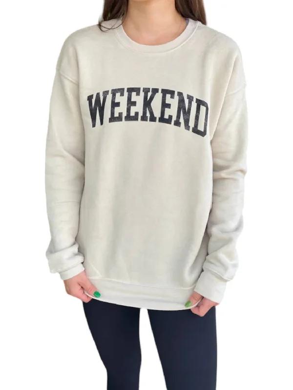 Weekend Graphic Sweatshirt In Ivory Hoodie with V-Neck Classic Versatile