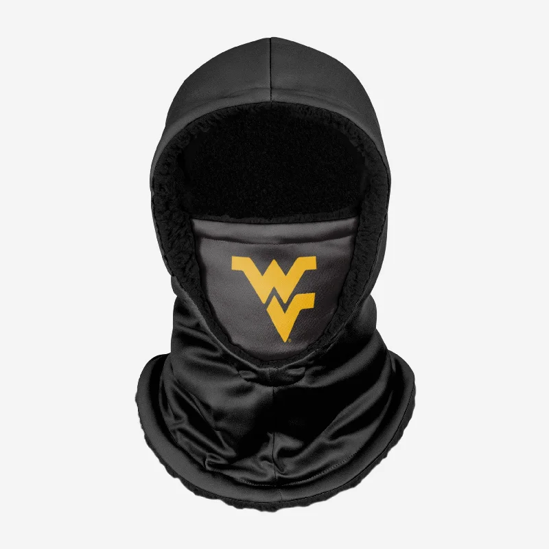 West Virginia Mountaineers Black Hooded Gaiter Hoodie with Button Placket Classic Preppy West Virginia Mountaineers Black Hooded Gaiter Hoodie with Button Placket Classic Preppy