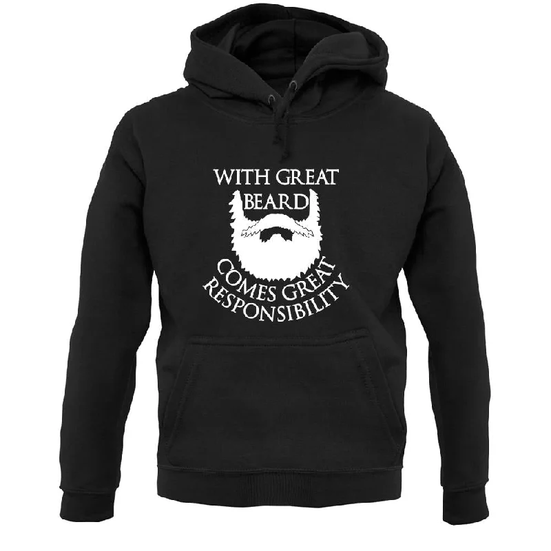 With Great Beard Comes Great Responsibility Unisex Hoodie Hoodie with Hem Applique Textured Unique With Great Beard Comes Great Responsibility Unisex Hoodie Hoodie with Hem Applique Textured Unique