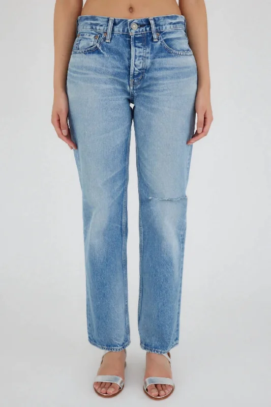 Women's Ballard Wide Straight Mid Rise Jeans In Light Blue Comfortable Full-Length Denim Jeans Women's Ballard Wide Straight Mid Rise Jeans In Light Blue Comfortable Full-Length Denim Jeans