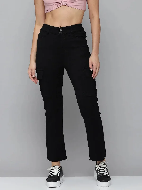 Women's Black Solid Straight Fit Denim Jeans-IM-9887-Black Cozy Tencel Blend Denim Jeans Women's Black Solid Straight Fit Denim Jeans-IM-9887-Black Cozy Tencel Blend Denim Jeans