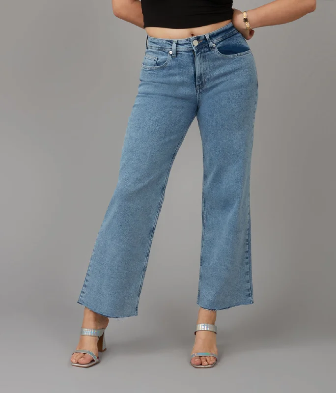 Women's COLETTE-VIB High Rise Wide Leg Jeans Comfortable Mid-Rise Jeans