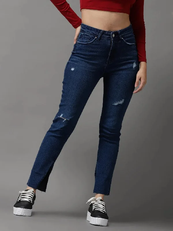 Women's Navy Blue Solid Slim Fit Denim Jeans-GZ-5180-Navyblue Comfortable Drawstring Waist Jeans Women's Navy Blue Solid Slim Fit Denim Jeans-GZ-5180-Navyblue Comfortable Drawstring Waist Jeans